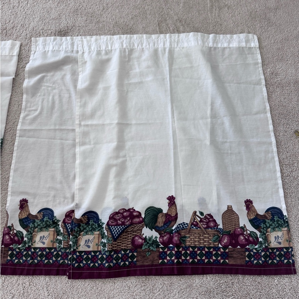 Vintage Curtain Panels Rooster's 3 Large Panels 2 Smaller Panels See Photos Size